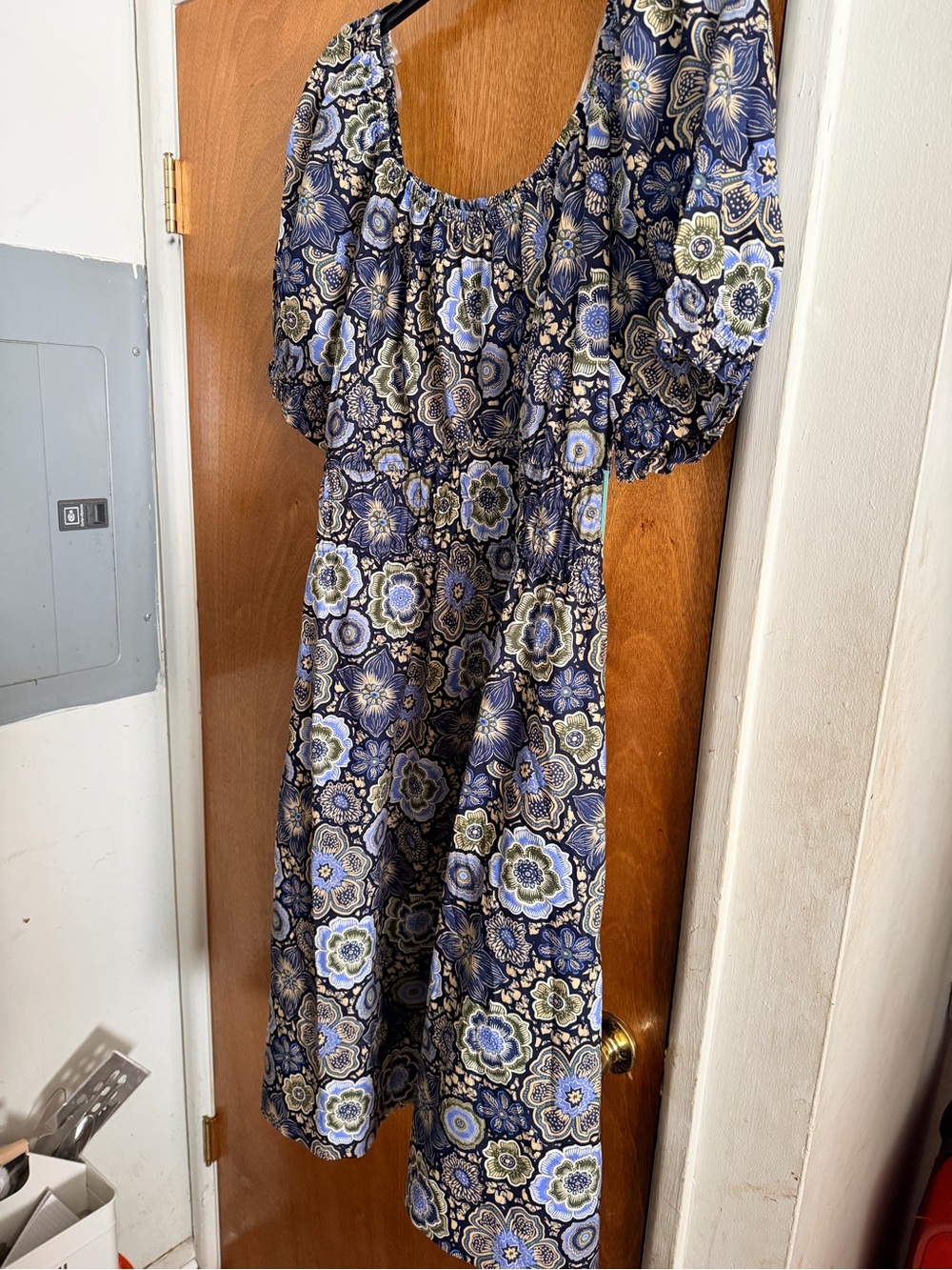 Terra & Sky Navy Floral Puff-Sleeve Dress